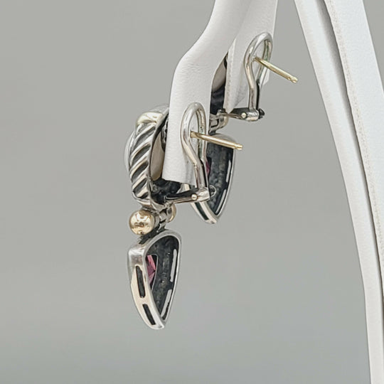  David Yurman Renaissance Drop Earrings Pearl & Garnet