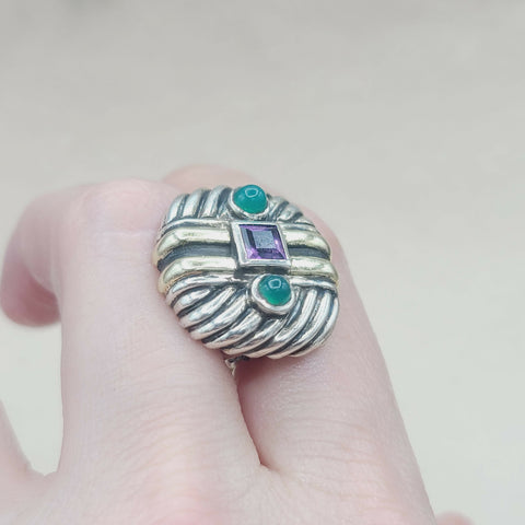  David Yurman Renaissance Earrings – Amethyst & Green Onyx