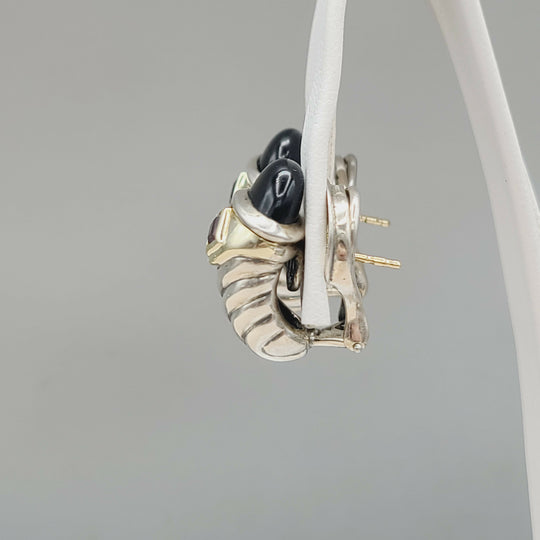  David Yurman Renaissance Earrings Onyx & Pink Tourmaline