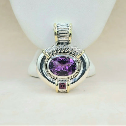 David Yurman Renaissance Pendant Enhancer Amethyst, Pink Tourmaline  AYW Luxury #