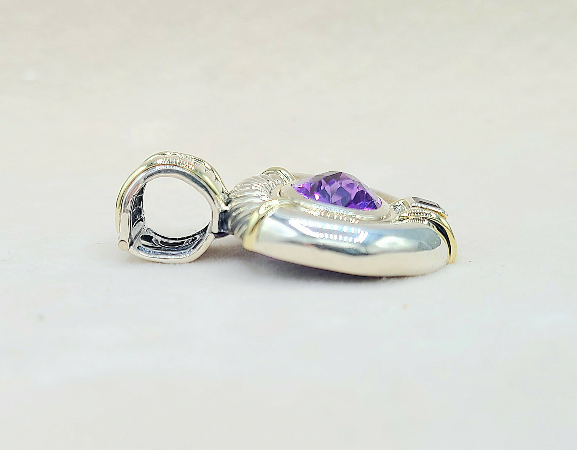 David Yurman Renaissance Pendant Enhancer Amethyst, Pink Tourmaline  AYW Luxury #
