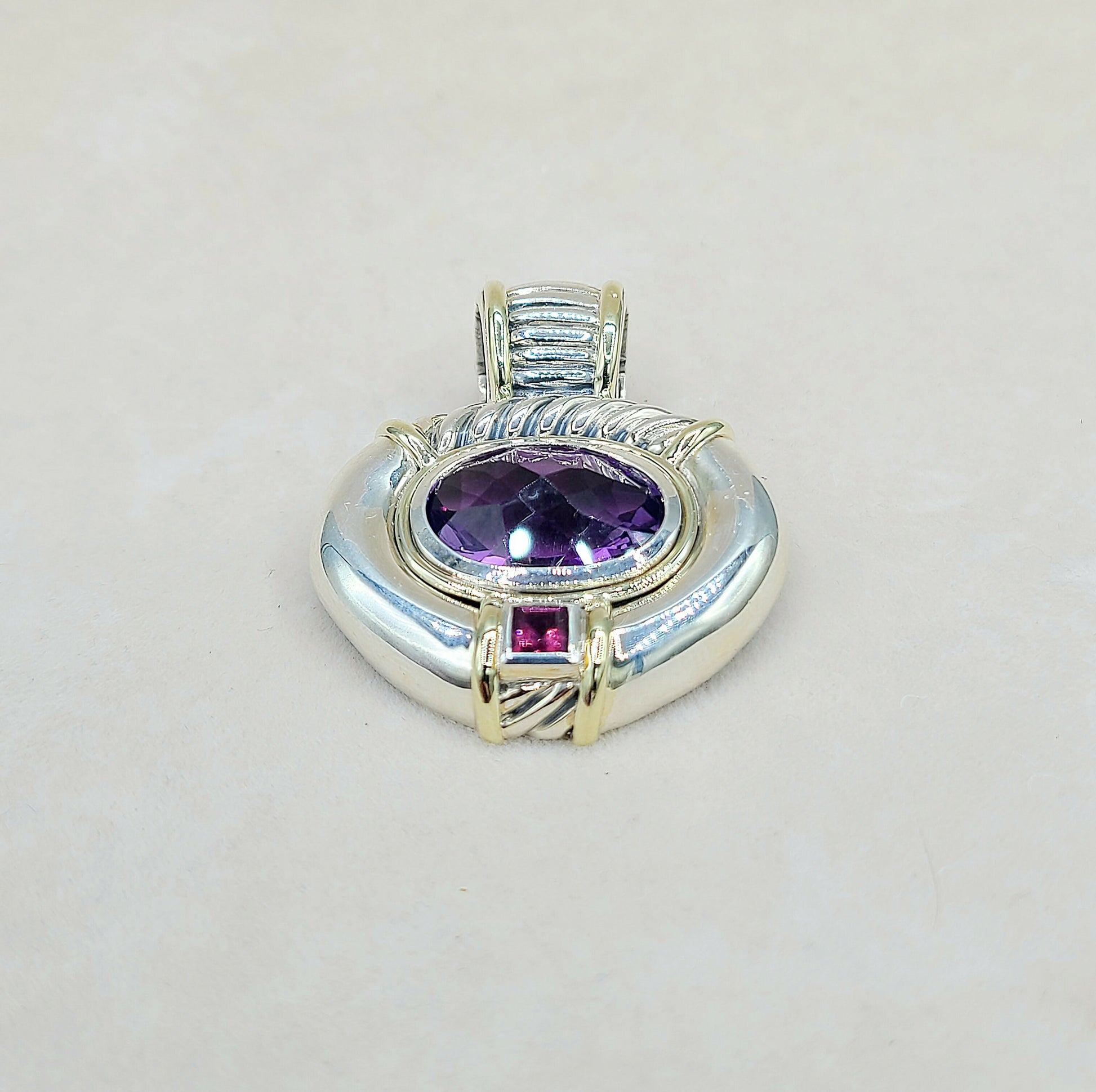 David Yurman Renaissance Pendant Enhancer Amethyst, Pink Tourmaline  AYW Luxury #