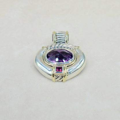 David Yurman Renaissance Pendant Enhancer Amethyst, Pink Tourmaline  AYW Luxury #