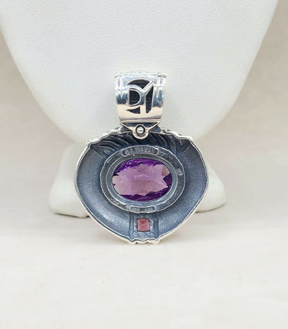 David Yurman Renaissance Pendant Enhancer Amethyst, Pink Tourmaline  AYW Luxury #