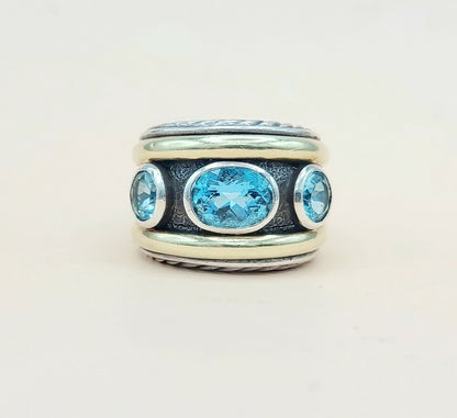 David Yurman Renaissance Blue Topaz Gold Ring | Certified Pre-Owned  AYW Luxury #