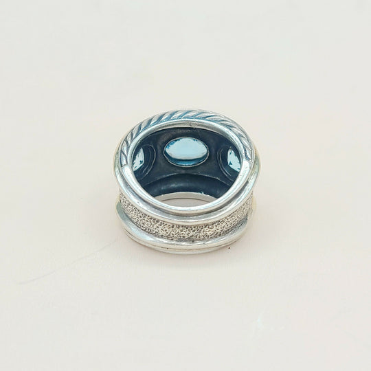  David Yurman Renaissance Ring Blue Topaz & Gold