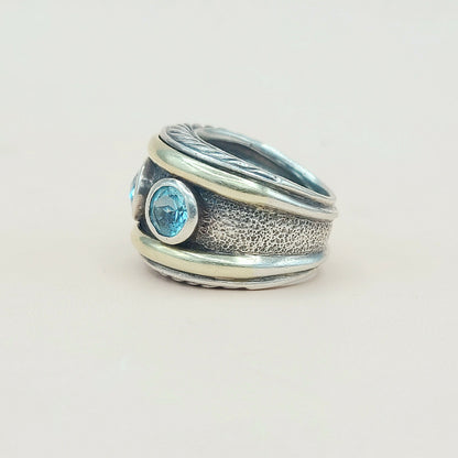 David Yurman Renaissance Blue Topaz Gold Ring | Certified Pre-Owned  AYW Luxury #