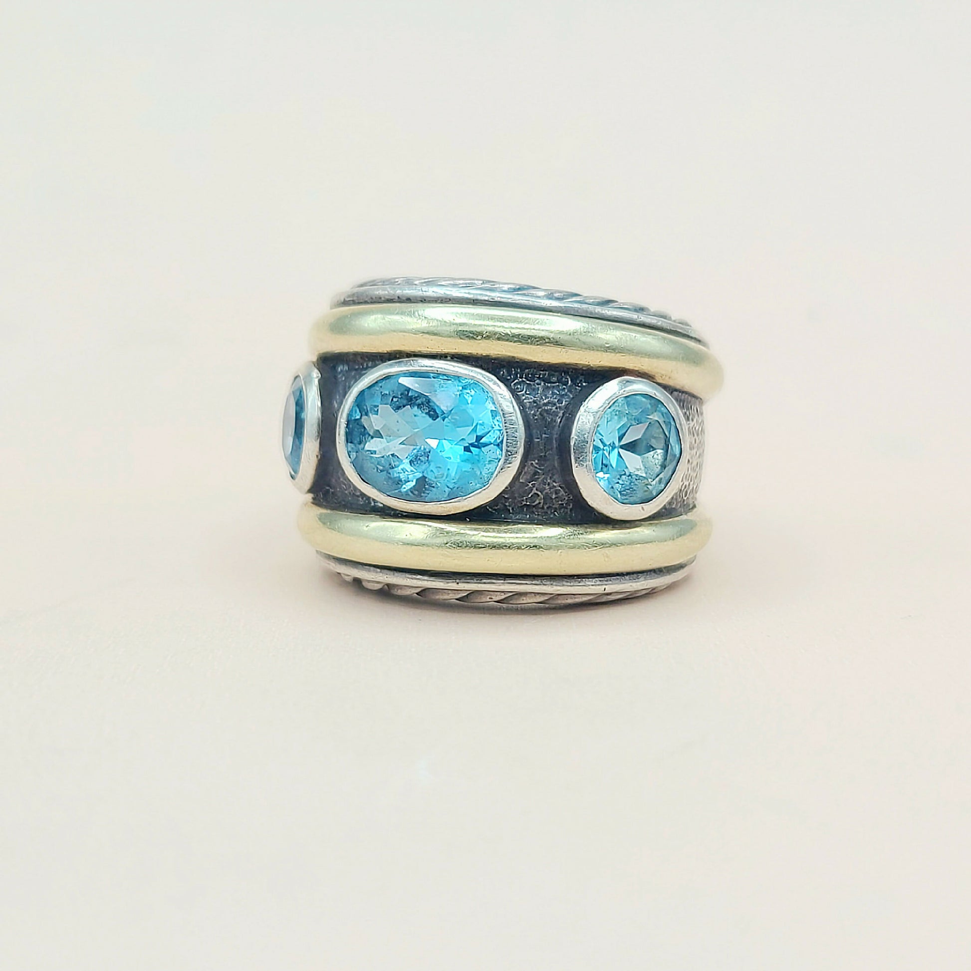 David Yurman Renaissance Blue Topaz Gold Ring | Certified Pre-Owned  AYW Luxury #