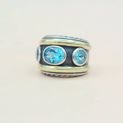 David Yurman Renaissance Blue Topaz Gold Ring | Certified Pre-Owned  AYW Luxury #