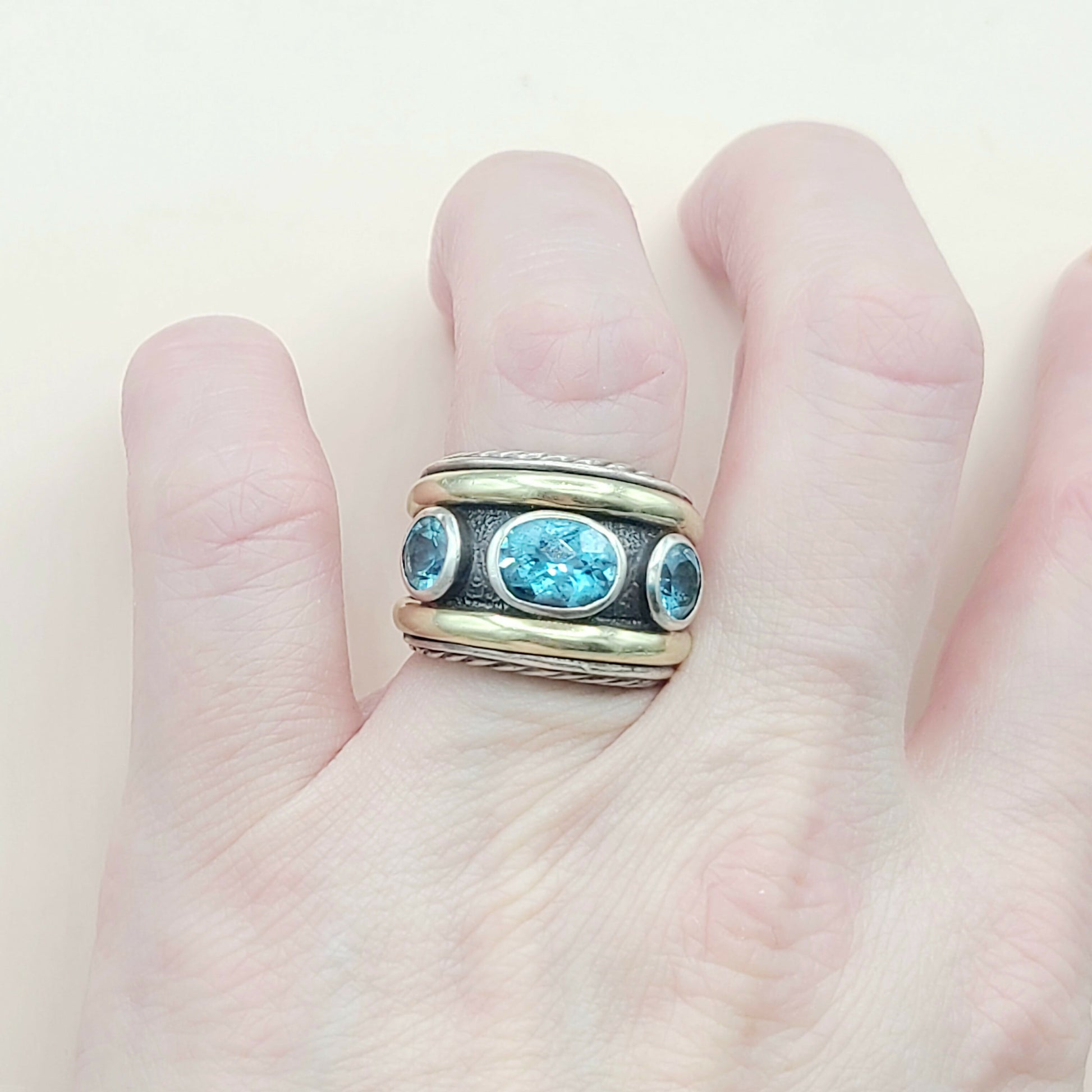 David Yurman Renaissance Blue Topaz Gold Ring | Certified Pre-Owned  AYW Luxury #