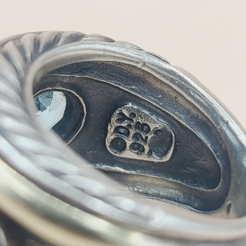  David Yurman Renaissance Ring Blue Topaz & Gold