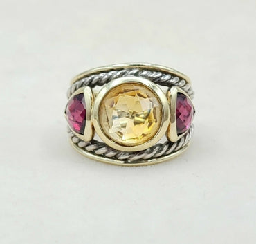  David Yurman Renaissance Ring – Citrine, Garnet & Gold