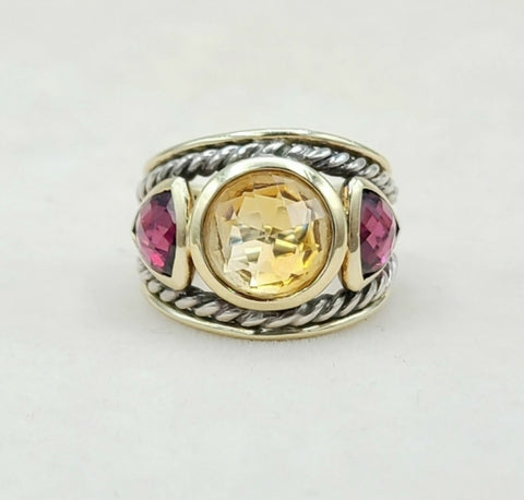  David Yurman Renaissance Ring – Citrine, Garnet & Gold