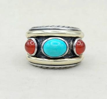  David Yurman Renaissance Ring Turquoise & Carnelian