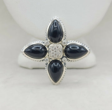  David Yurman Renaissance Teardrop Pendant – Onyx & Diamonds