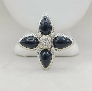  David Yurman Renaissance Teardrop Pendant – Onyx & Diamonds