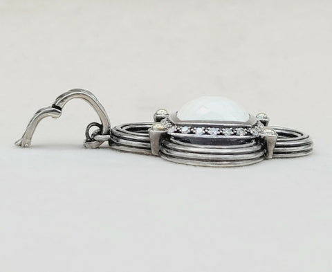  David Yurman Renaissance White Agate Diamond & Gold Pendant