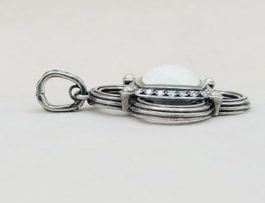  David Yurman Renaissance White Agate Diamond & Gold Pendant