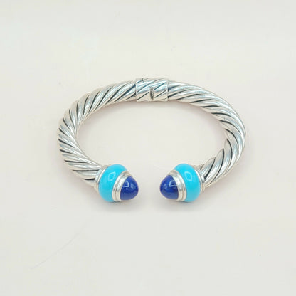 David Yurman Rondelle Cable Bracelet Lapis & Turquoise  AYW Luxury #