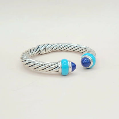 David Yurman Rondelle Cable Bracelet Lapis & Turquoise  AYW Luxury #