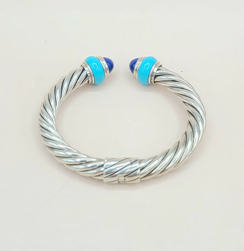  David Yurman Rondelle Cable Bracelet Lapis & Turquoise