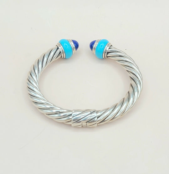  David Yurman Rondelle Cable Bracelet Lapis & Turquoise