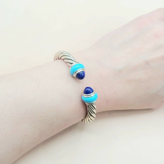  David Yurman Rondelle Cable Bracelet Lapis & Turquoise