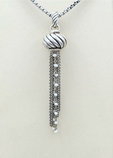  David Yurman Sculpted Pearl Tassel Pendant