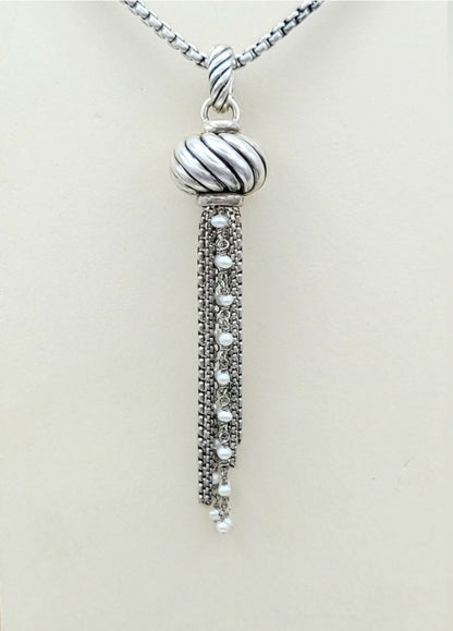 David Yurman Sculpted Pearl Tassel Pendant  AYW Luxury #