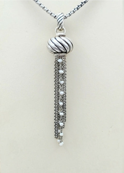  David Yurman Sculpted Pearl Tassel Pendant