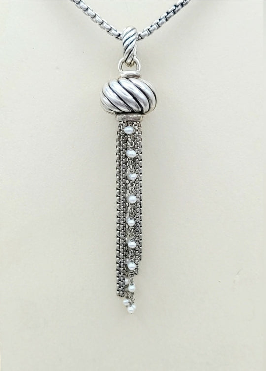  David Yurman Sculpted Pearl Tassel Pendant
