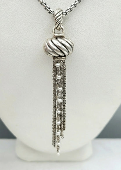 David Yurman Sculpted Pearl Tassel Pendant  AYW Luxury #