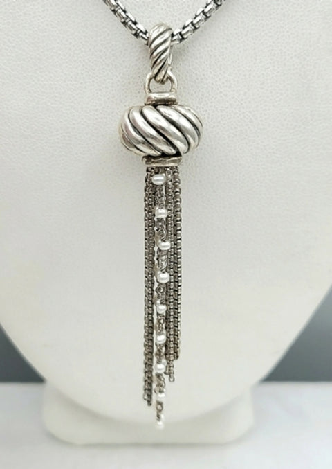  David Yurman Sculpted Pearl Tassel Pendant