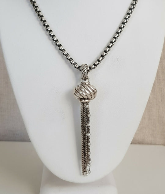  David Yurman Sculpted Pearl Tassel Pendant