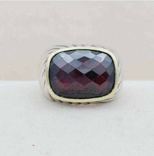 David Yurman Sculpted Waverly Garnet Ring  AYW Luxury