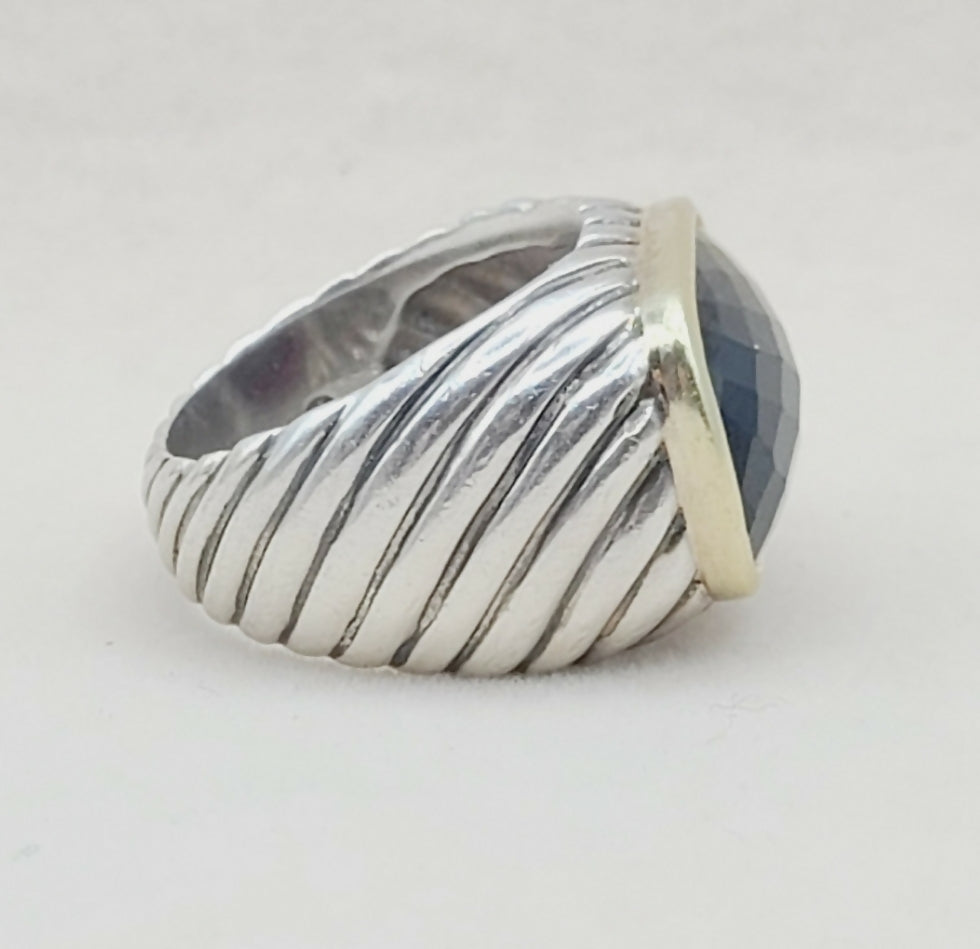 David Yurman Waverly Garnet Sculpted Cable Ring AYW Luxury