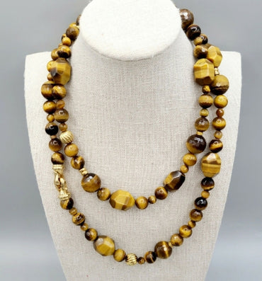  David Yurman Signature Tiger’s Eye Cable Gold Buckle Necklace