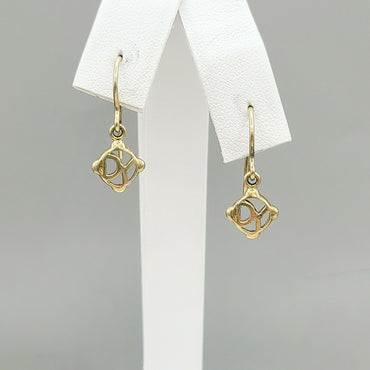  David Yurman Solid 18k Gold Drop Logo Earrings