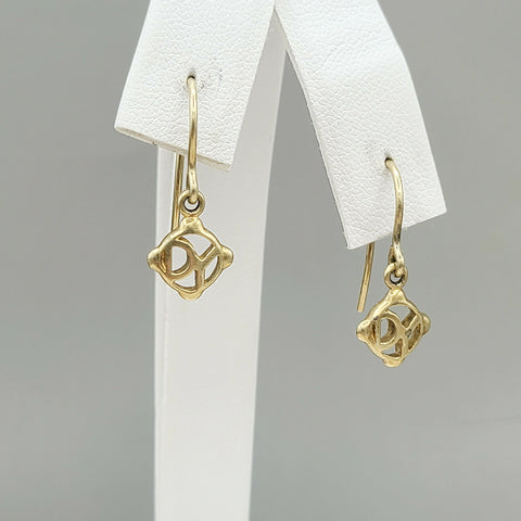  David Yurman Solid 18k Gold Drop Logo Earrings