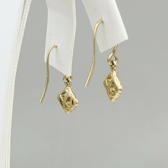  David Yurman Solid 18k Gold Drop Logo Earrings