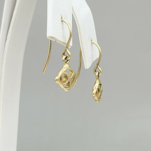  David Yurman Solid 18k Gold Drop Logo Earrings