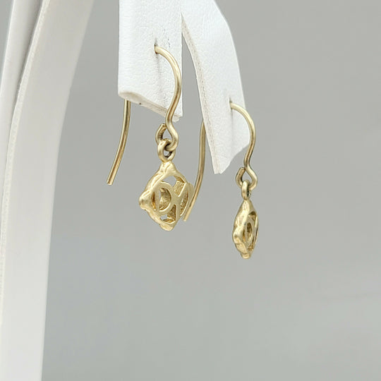  David Yurman Solid 18k Gold Drop Logo Earrings