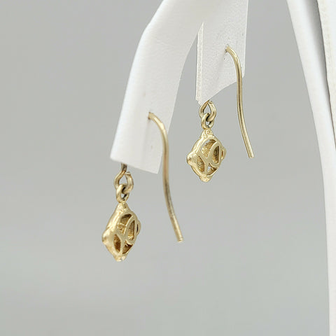  David Yurman Solid 18k Gold Drop Logo Earrings