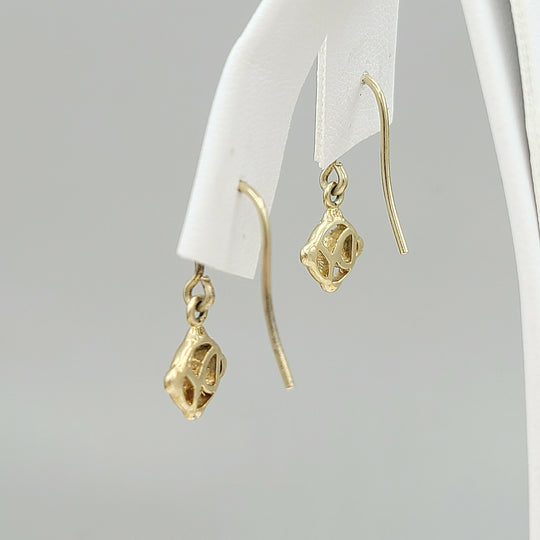  David Yurman Solid 18k Gold Drop Logo Earrings