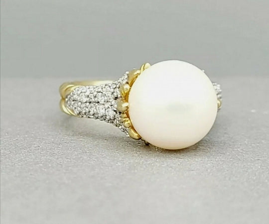  David Yurman Starburst Pearl Ring – Diamonds & 18k Gold