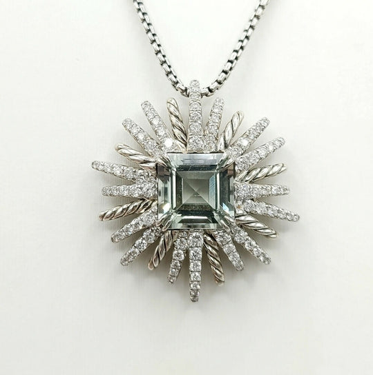  David Yurman Starburst Pendant – 30mm Prasiolite & Diamonds