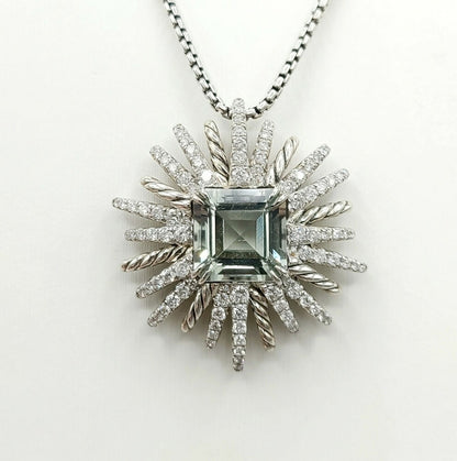 David Yurman Starburst Pendant Necklace With Prasiolite And Diamonds , 30mm