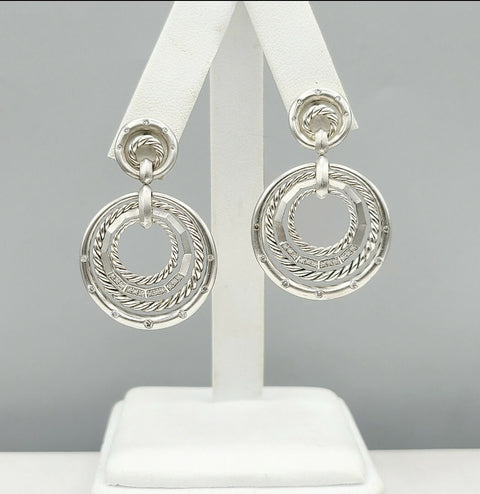  David Yurman-Stax-Drop-Earrings-With Diamonds