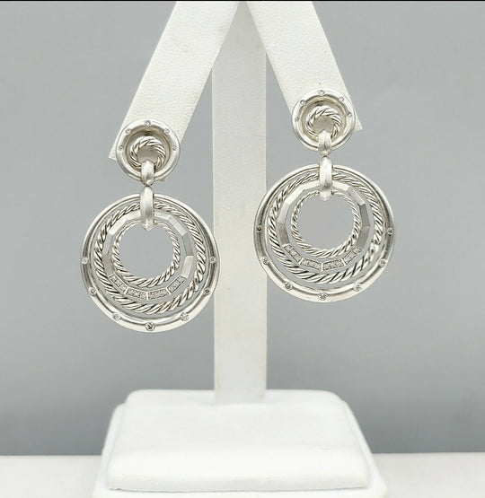  David Yurman-Stax-Drop-Earrings-With Diamonds