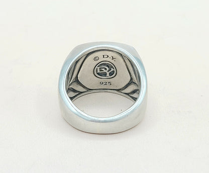 David Yurman Streamline Signet Ring Sterling Silver with Black Diamonds, 18.6mm